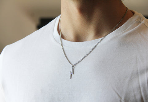 Men's Lightning Bolt Pendant Necklace - Boutique Wear RENN