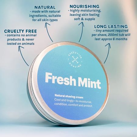 executive shaving fresh mint shaving cream features and benefits