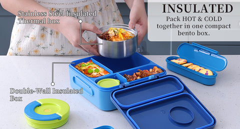 HAIXIN Bento Box for Kids with thermal bowl - Blue