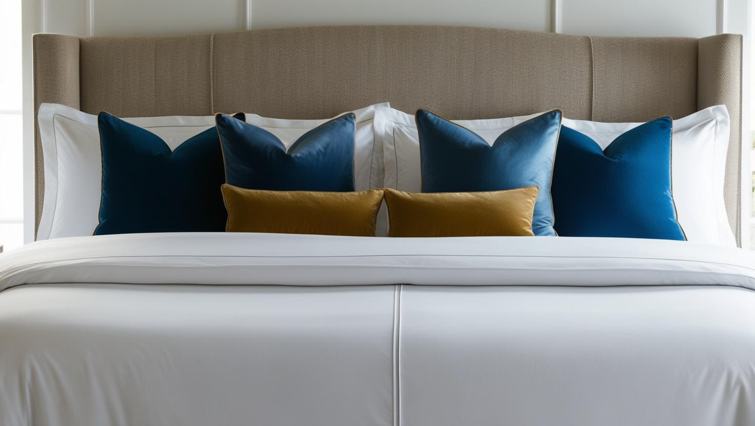 a king size bed with winged headboard which looks stylish