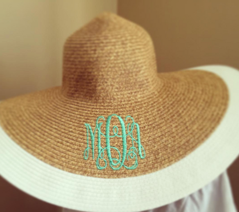 Monogrammed Wide Outline Floppy Hat – Southern Touch Monograms
