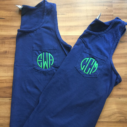 monogrammed pocket tank