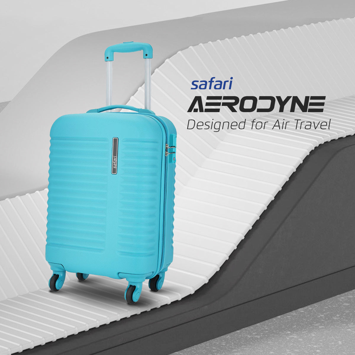 Aerodyne Hard Luggage With TSA Lock and Airline Compliant Sizing Combo (Small and Medium) - Cyan