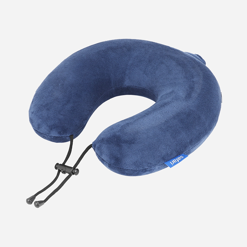 Basic Neck Pillow with Washable Cover- Blue