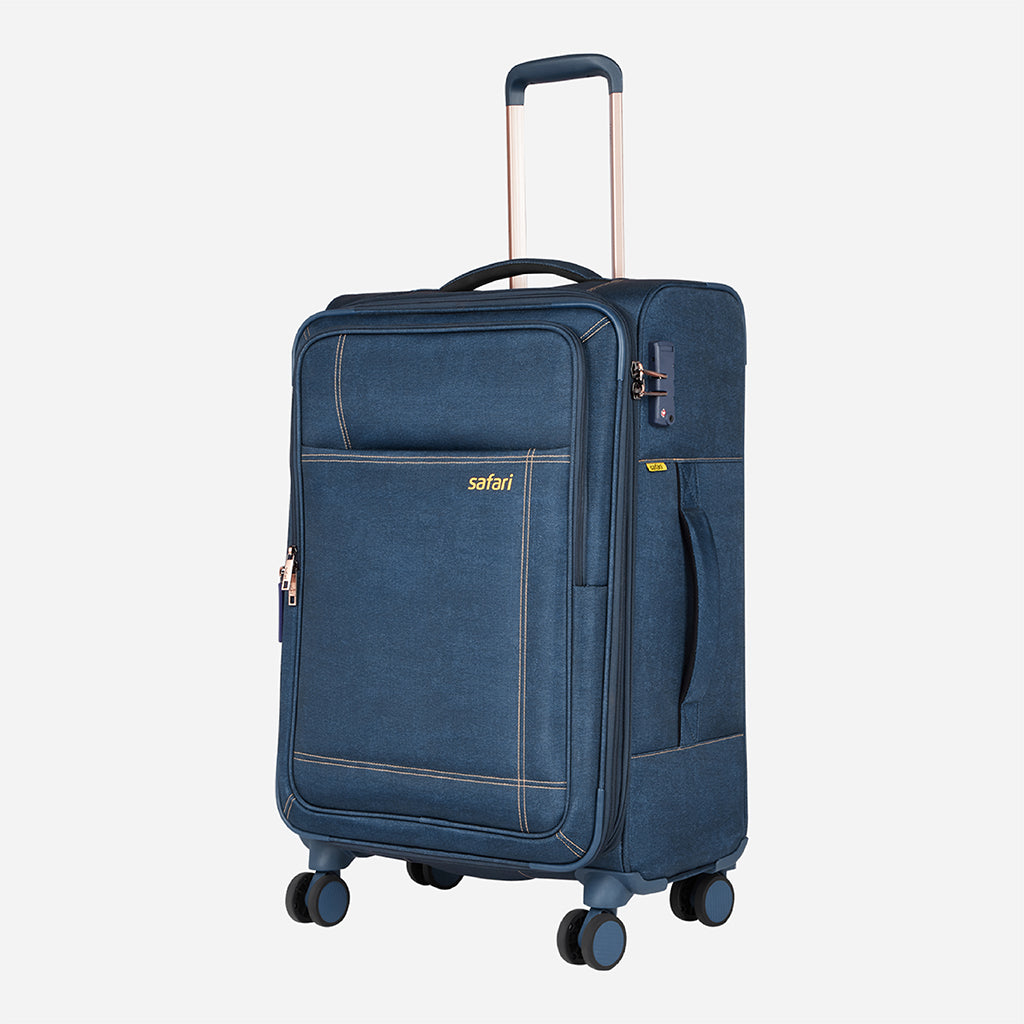 Denim Plus Soft luggage and TSA lock and Dual wheels - Navy Blue