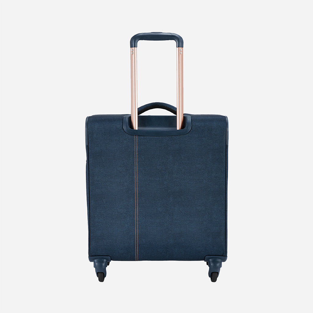 Denim Laptop Trolley Soft luggage - Navy Blue