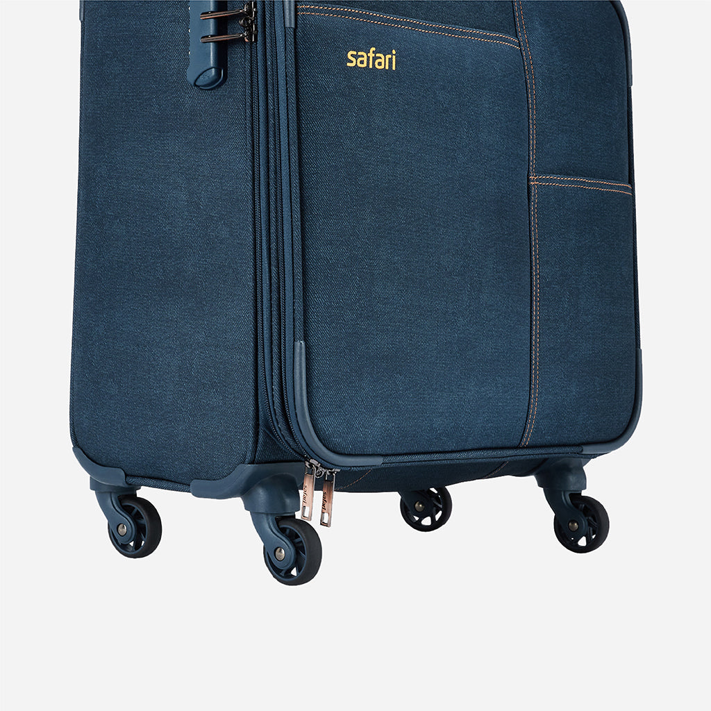 Denim Laptop Trolley Soft luggage - Navy Blue