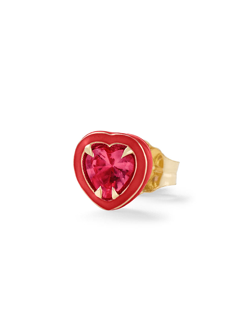 Mini heart Ruby ピアス(片耳用)