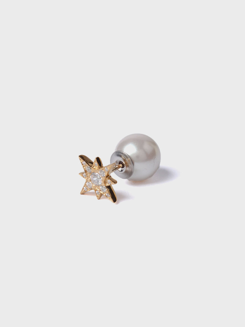 little star pierce gold / cubic zirconia（片耳用）