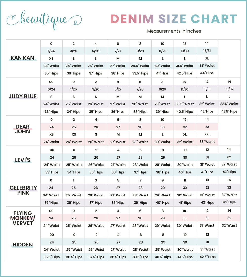 Vip Jeans Size Chart