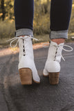 Lainey Lace Up Bootie - White