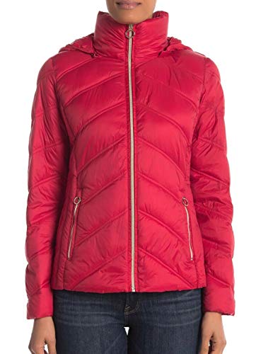 MICHAEL Michael Kors Womens Packable Quilted Chevron Puffer Down Jacket Red (XL)
