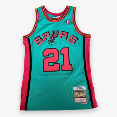 Shop Mitchell & Ness Tim Duncan Hyper Hoops Swingman Jersey  TFSM1253-SAS98TDUMTBK multi