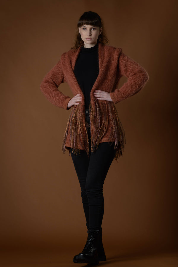 Rust mohair jacket with strings
