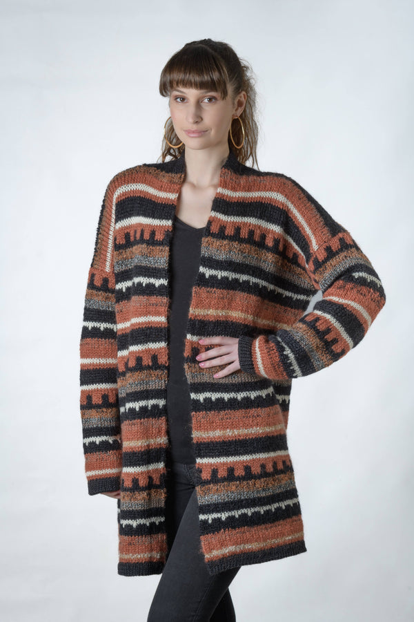 Mohair and wool patterned cardigan