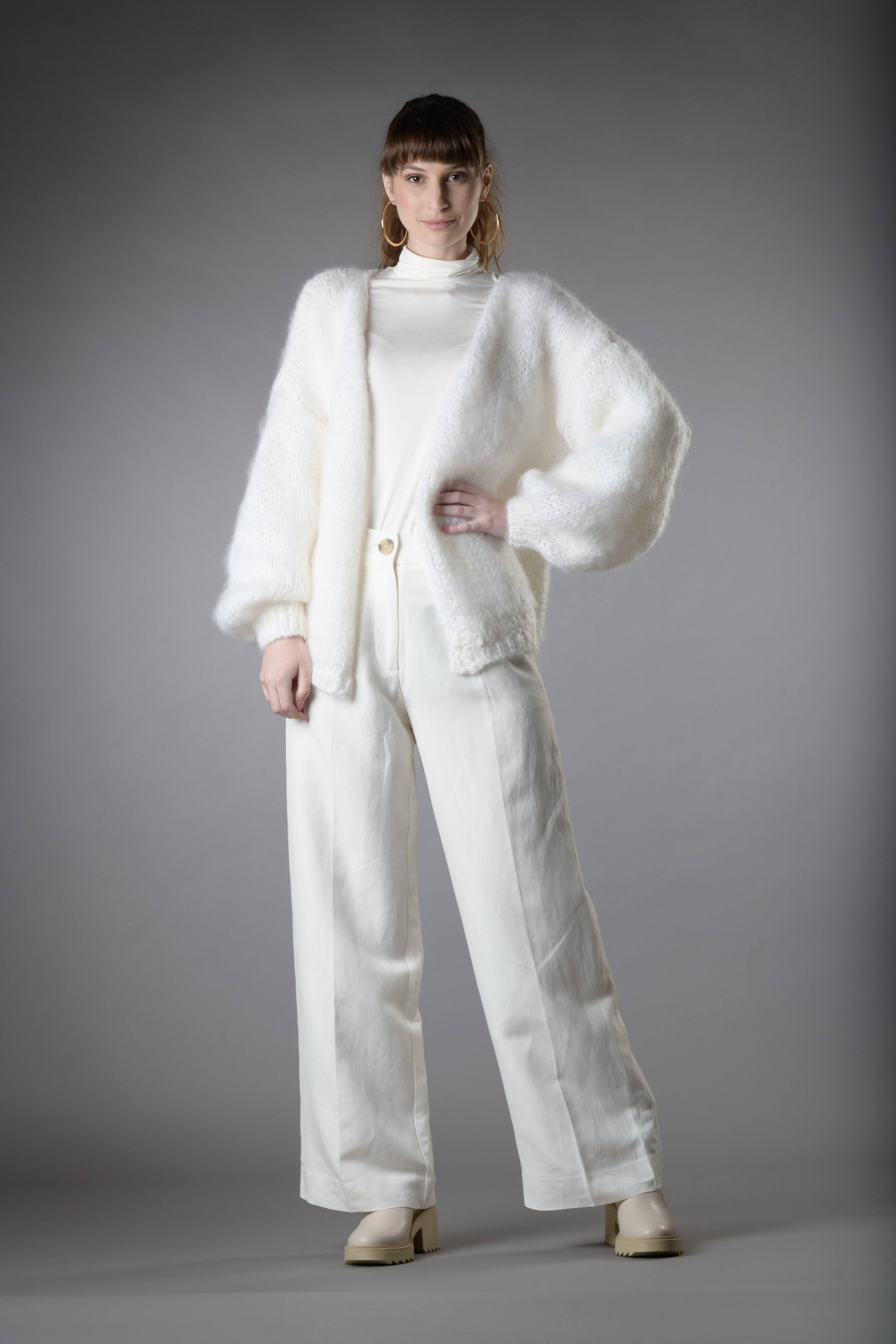 White mohair short cardigan | LIKA | The Local Edit