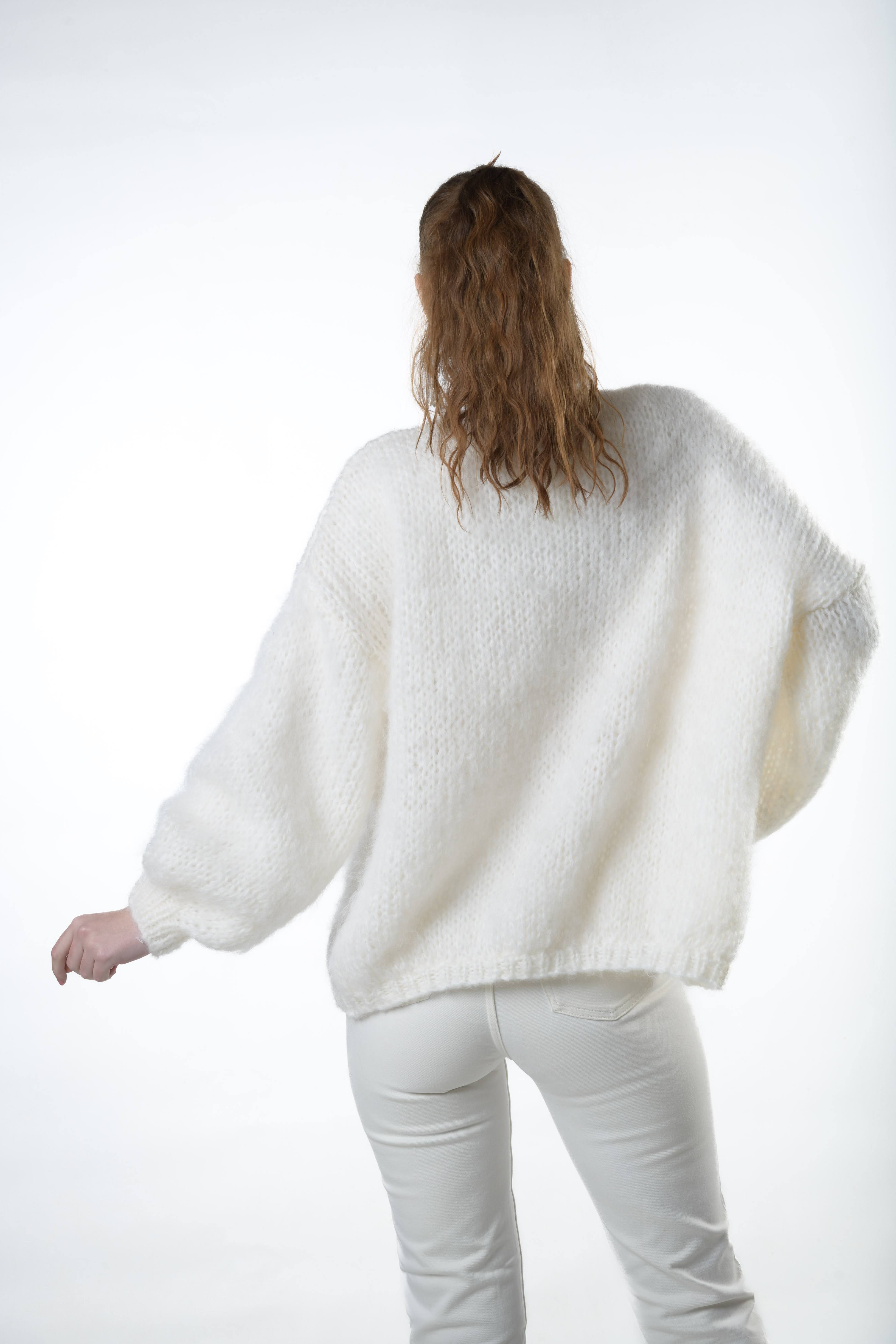 White mohair short cardigan | LIKA | The Local Edit