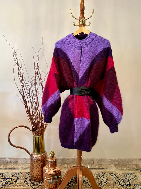 Lilac and cerice mohair cardigan