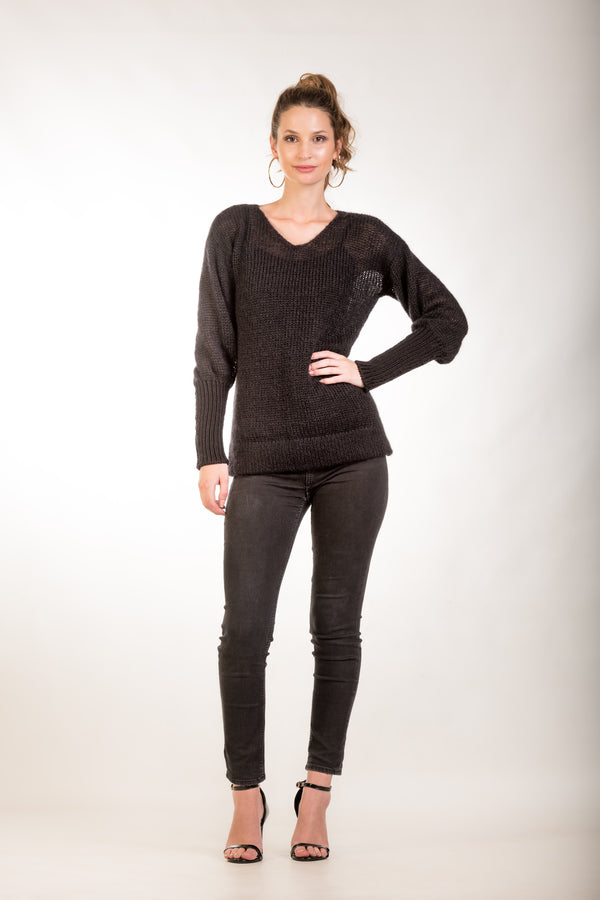 Black Mohair jumper with long cuffs