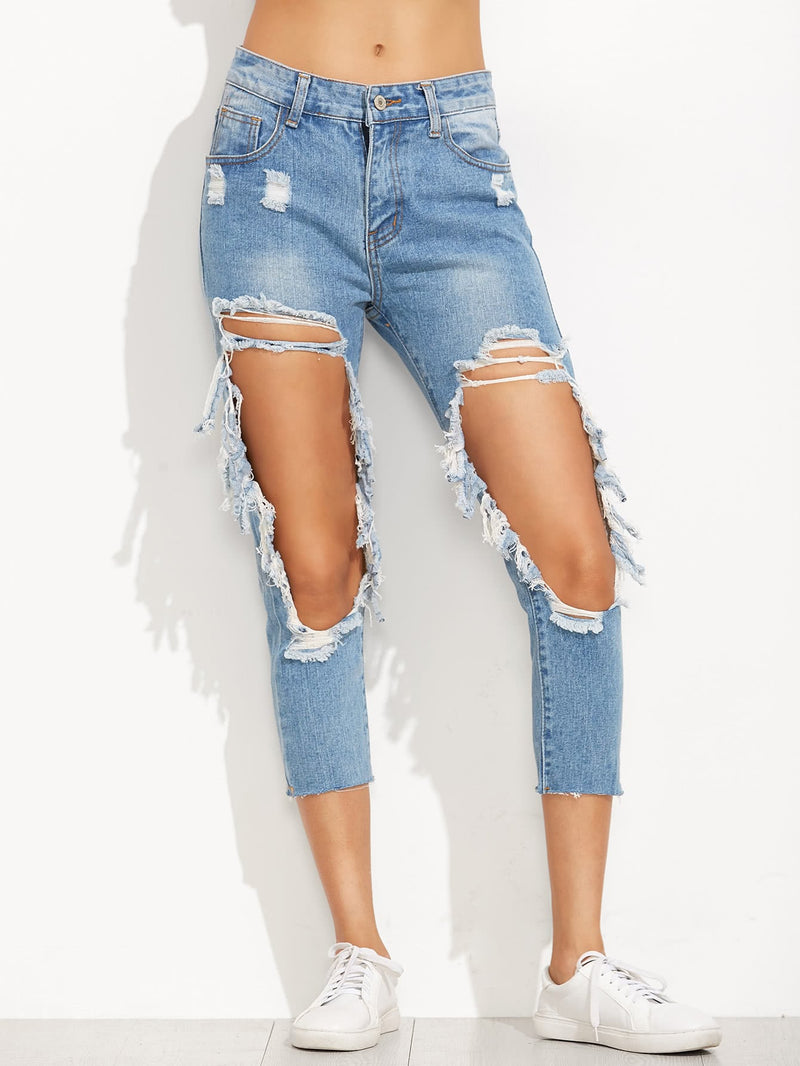 really distressed jeans