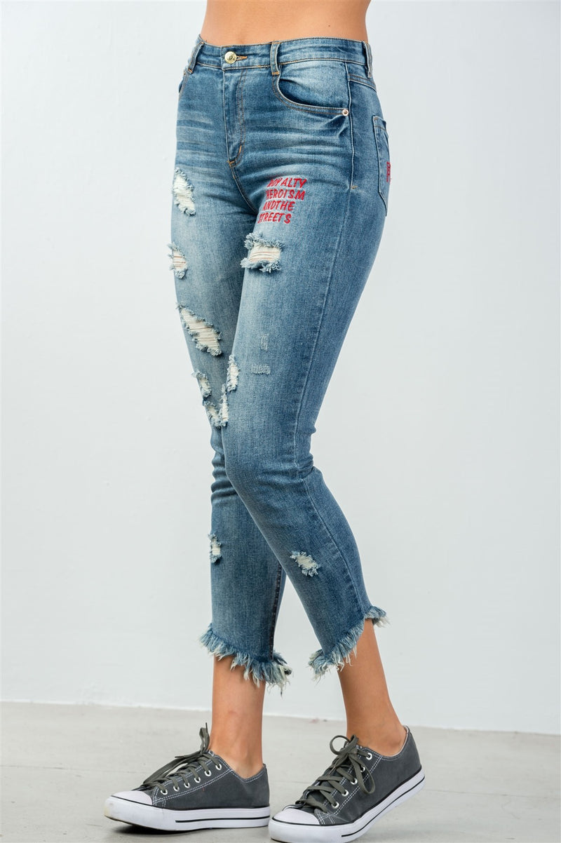 graphic skinny jeans