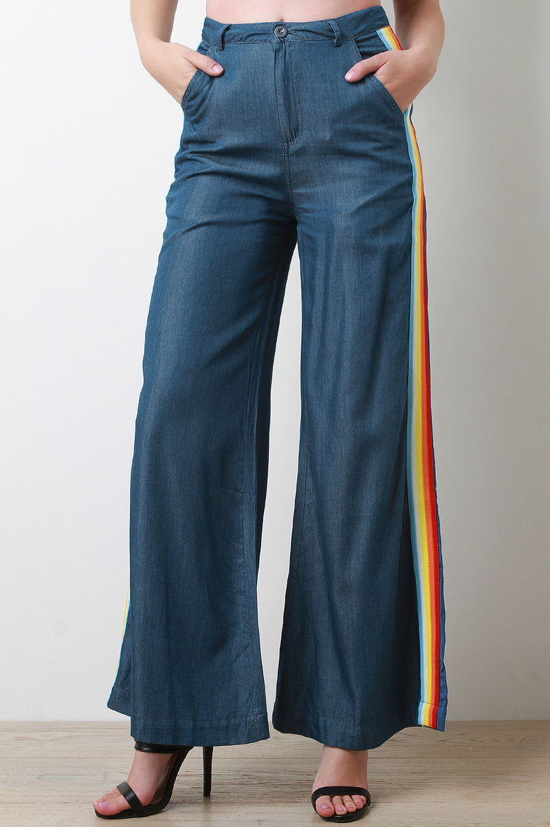 rainbow high waisted pants