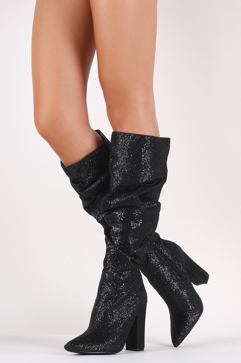 ruched heeled boots