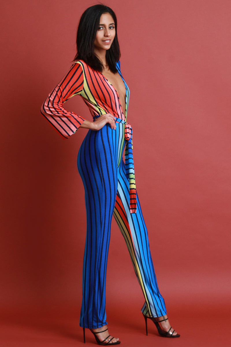 rainbow striped jumpsuit