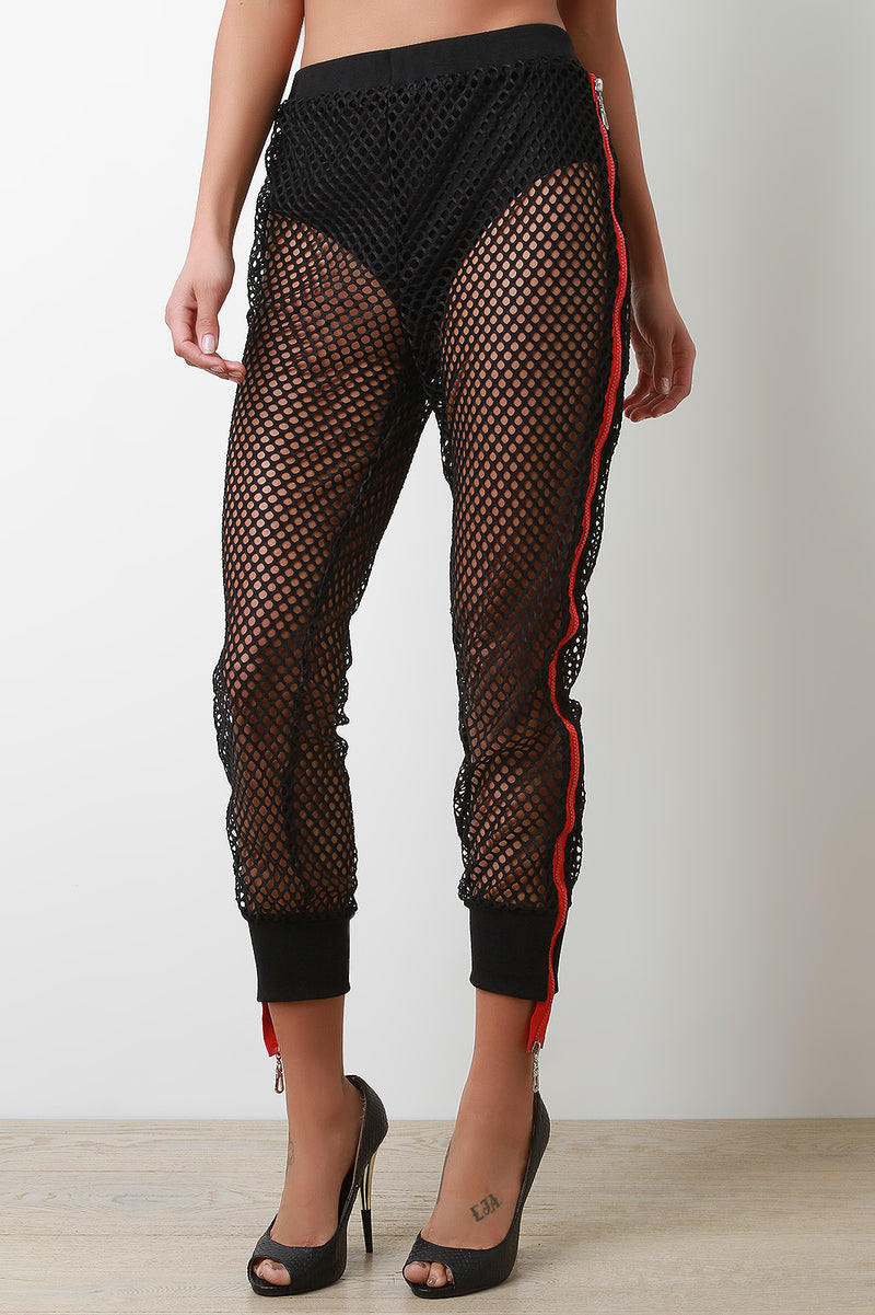 mesh jogger pants