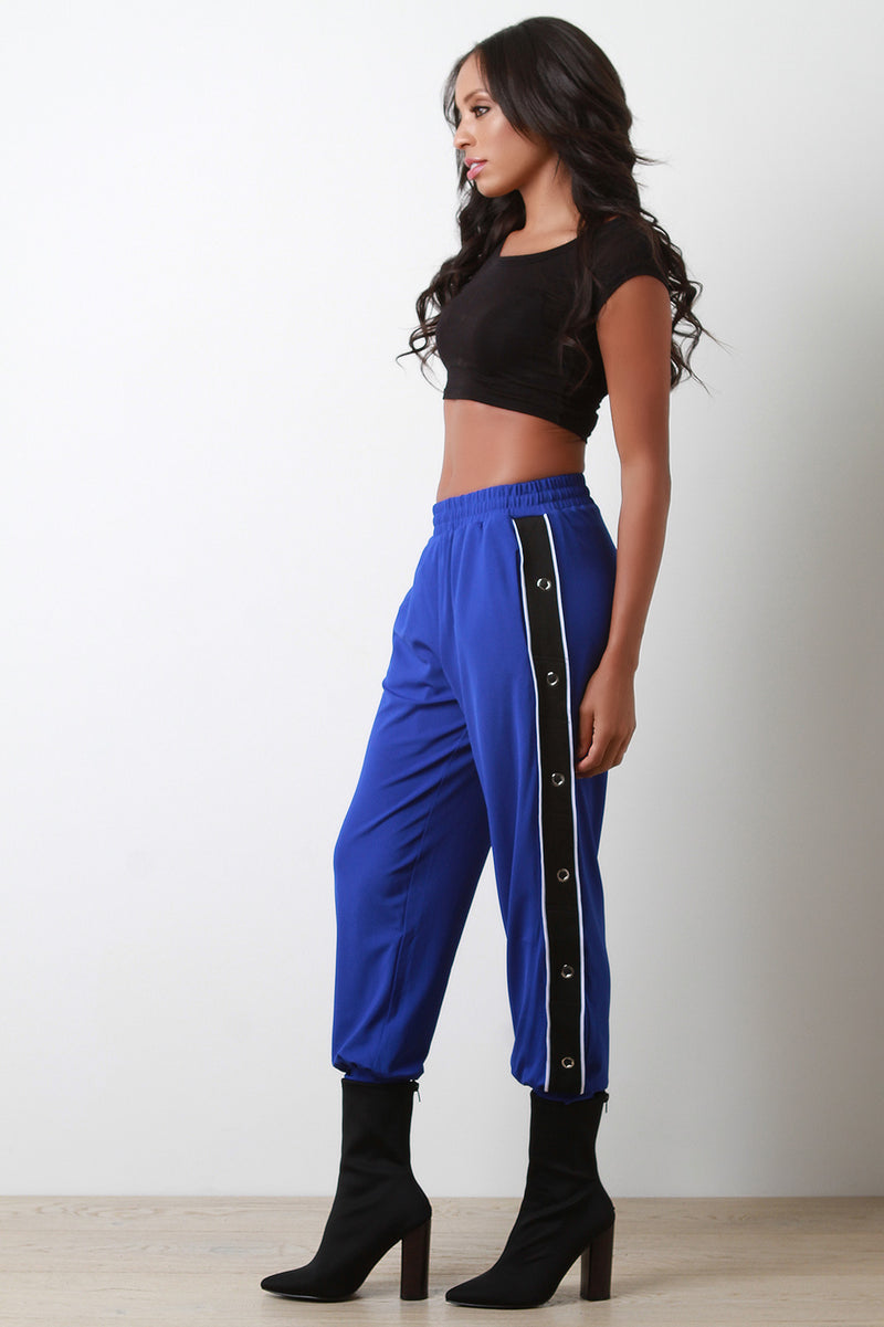 jogging pants with side snaps