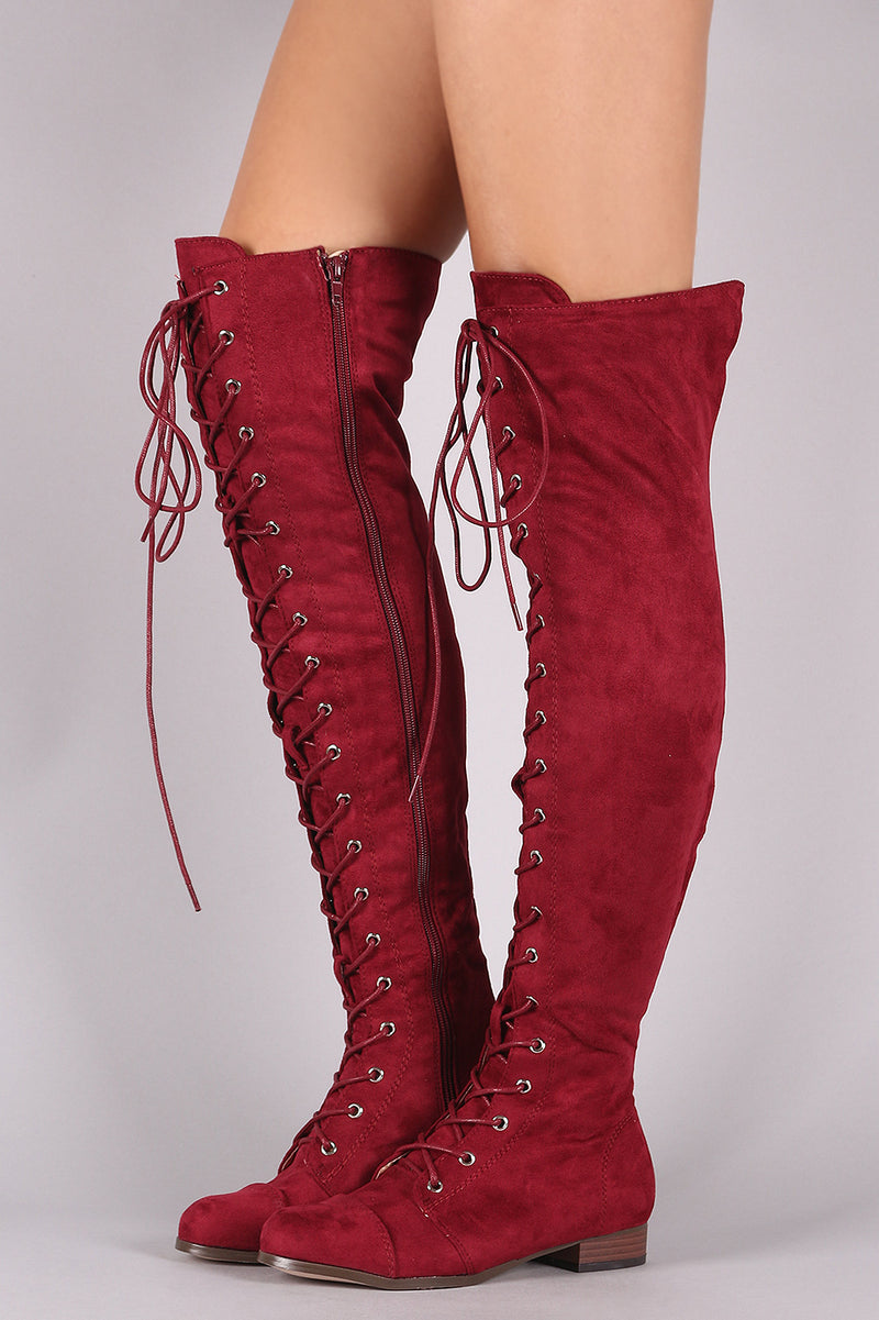 over the knee boots lace up front