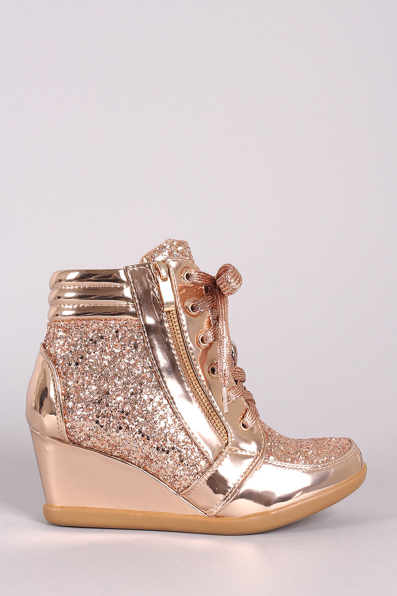 wedge glitter sneakers