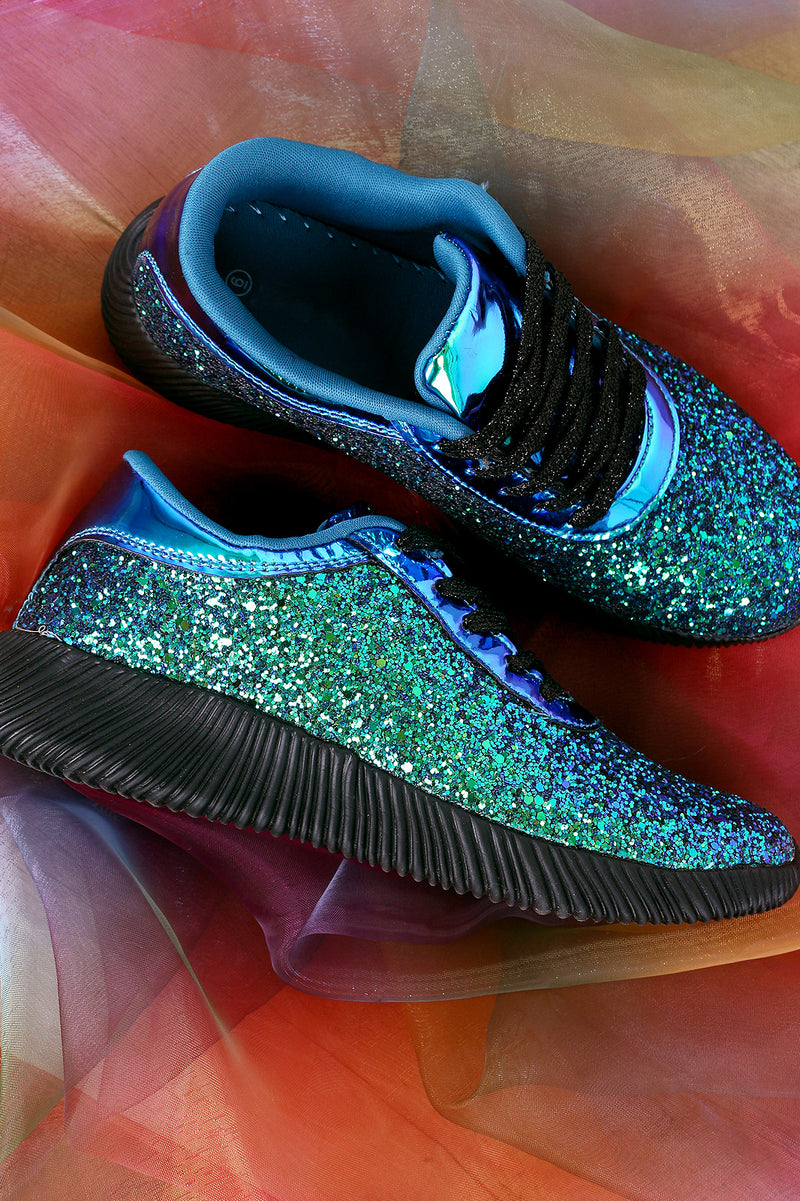 Holographic Ridge Sole Glitter Lace Up 