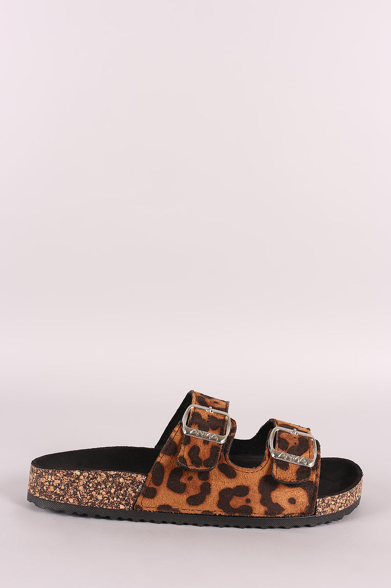 leopard footbed sandals