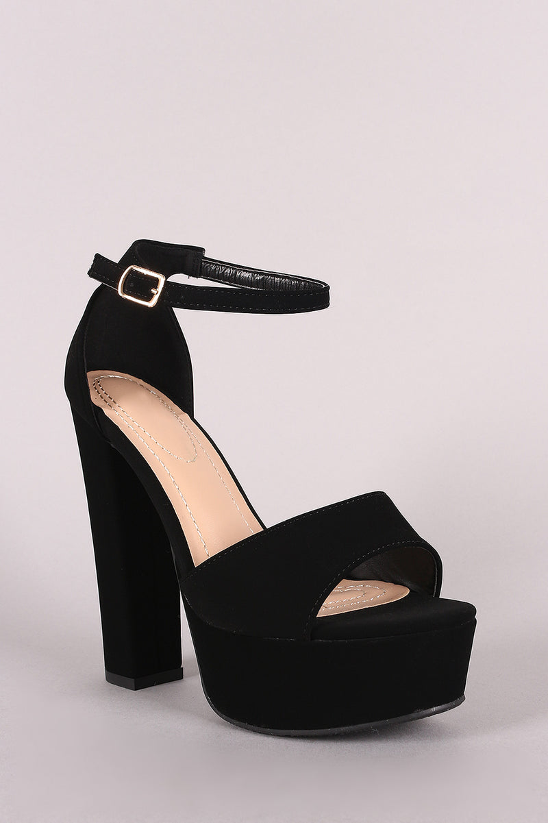 chunky platform heels with ankle strap