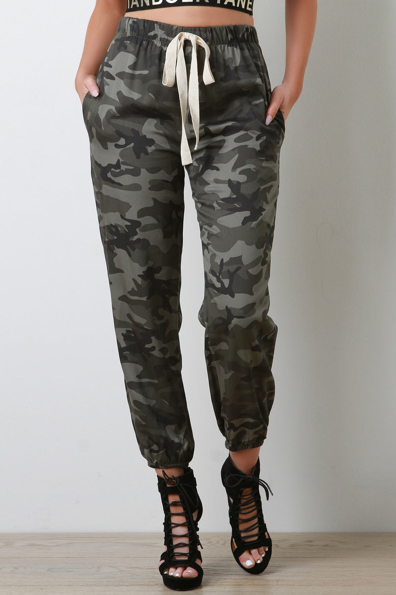 high waisted drawstring joggers