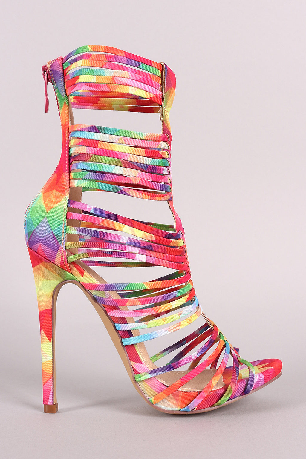 colorful open toe heels