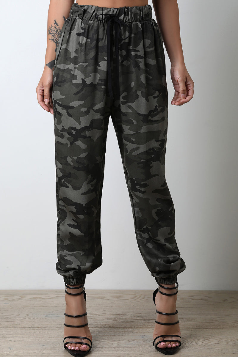 high waisted camo joggers