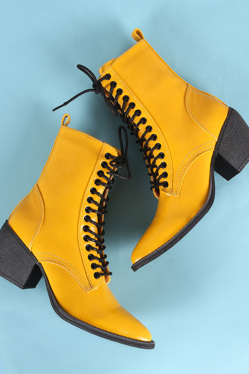 pointed lace up ankle boots