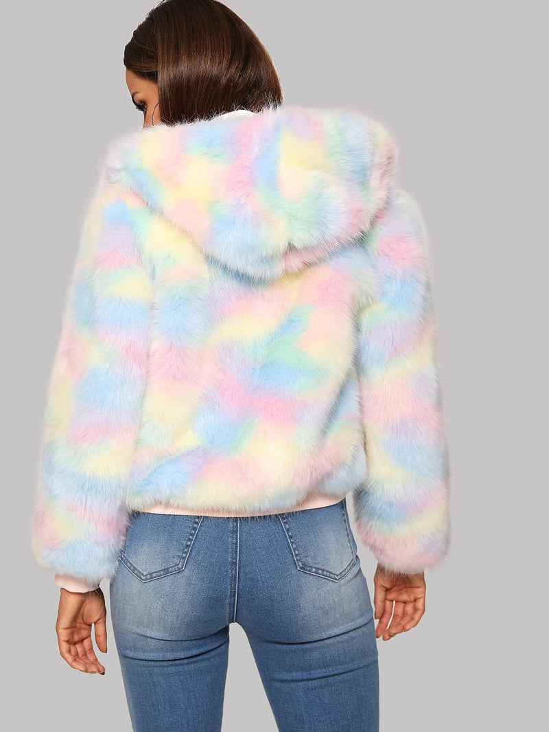 faux fur hooded teddy coat