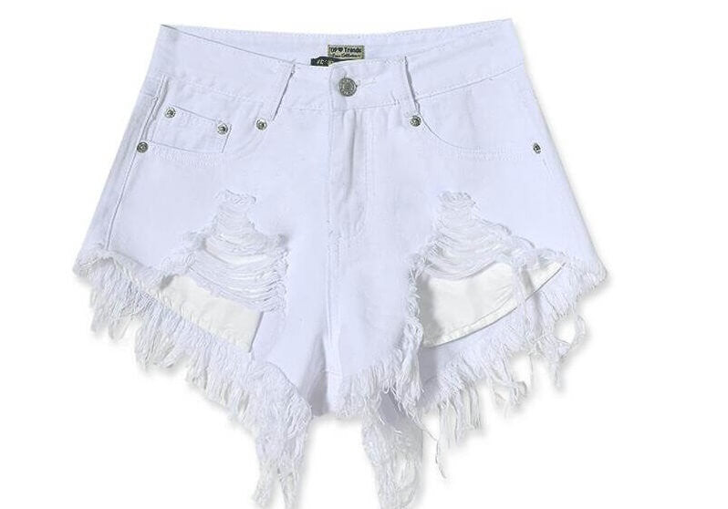white high waisted shorts