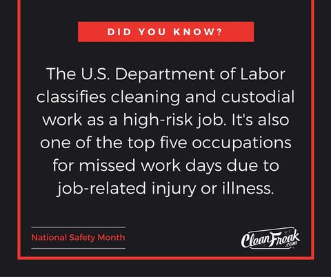 The US department of Labor classifies cleaning and custodial work as a high-risk job. Is top five occupations for missed work days due to injury or illness.