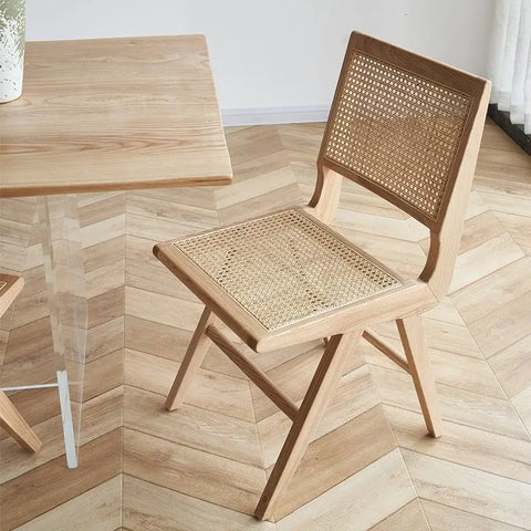 Natural Solid Wood Cane Chair