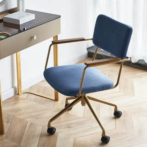 Blue Upholstered Office Chair with metal legs