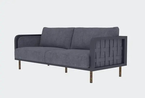 Minimal Sytle Solid Wood Cane Sofa with 2 Seaters