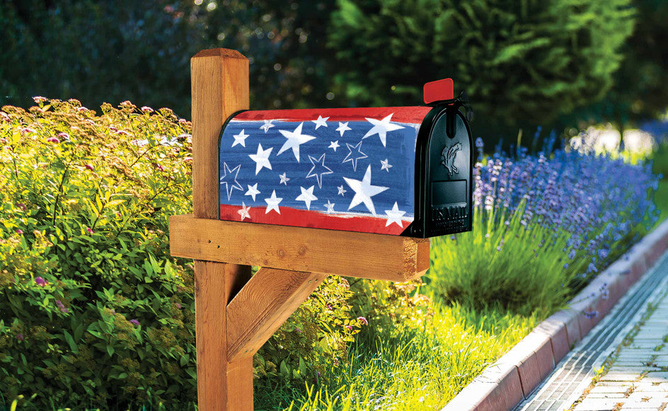 Image of Patriotic Stars Magnetic Mailbox Cover - Mailwraps by Studio M