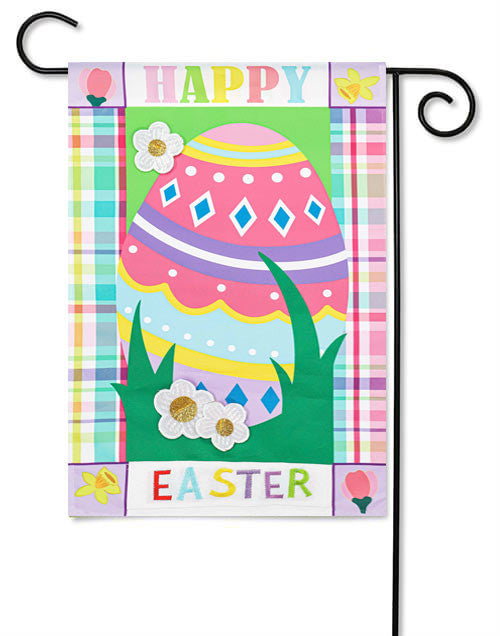 Image of Easter Egg Patterned Border Applique Garden Flag - 12.5