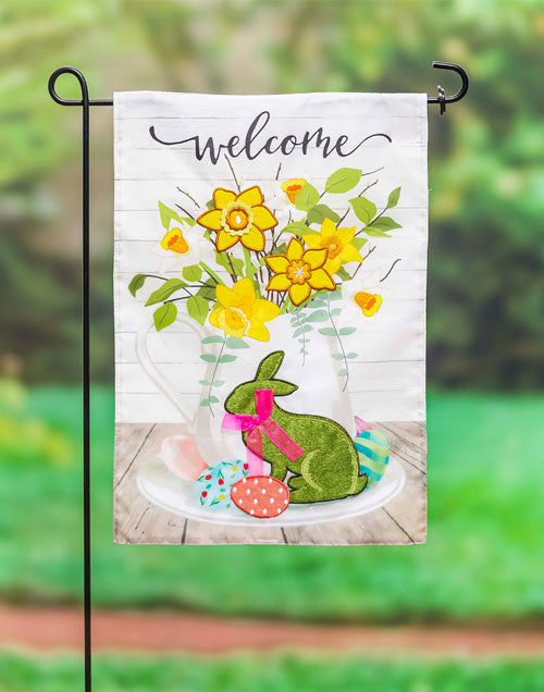 Image of Daffodil Pitcher Applique Garden Flag - 12.5" x 18" - Evergreen