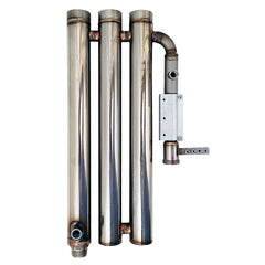 Three chamber stainless steel heat exchanger for tankless water heater