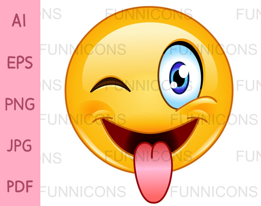 Clipart Cartoon of a Crazy Face Emoji Emoticon Tongue Out 